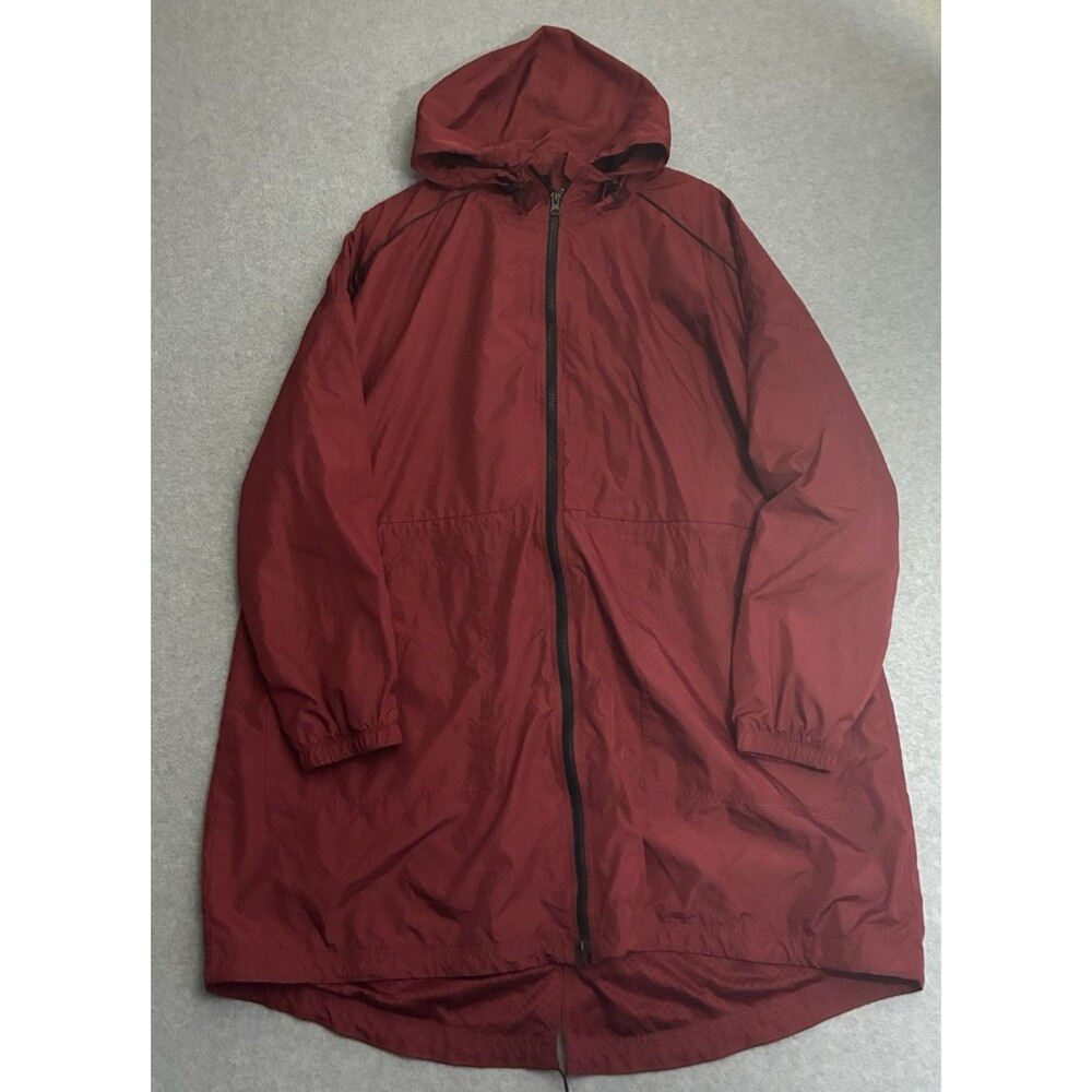AVIA Hooded Rain Jacket Burgundy Longline Windbreaker Women’s XXL 20